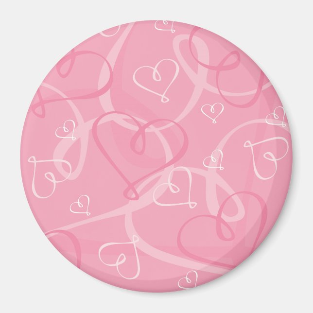 Pink heart pattern magnet (Front)