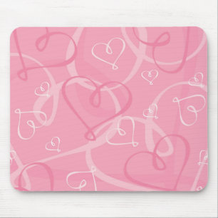 Pink heart pattern mouse pad