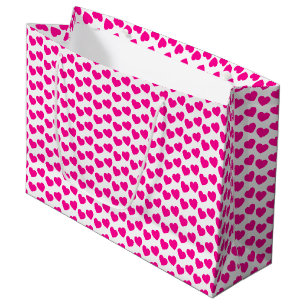 Pink Heart Pattern on White Large Gift Bag