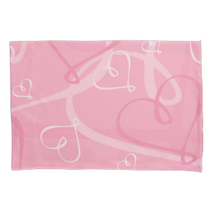 Pink heart pattern pillowcase