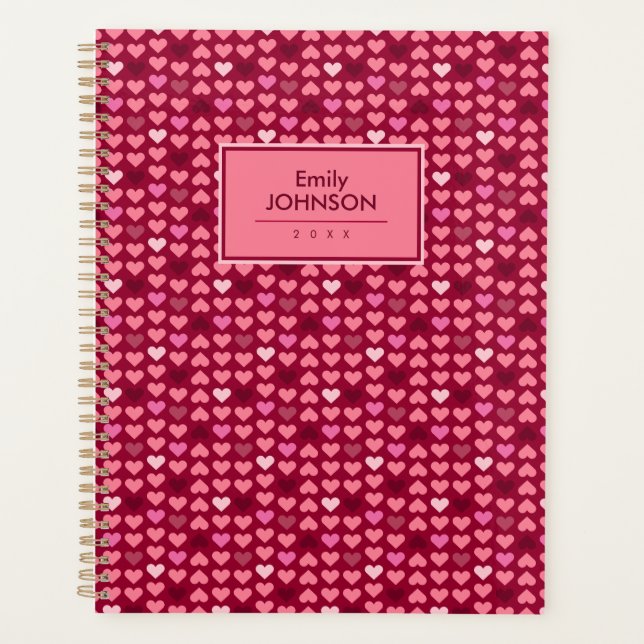 Pink Heart Pattern  Planner (Front)