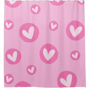 Pink Heart Pattern Shower Curtain