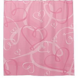 Pink heart pattern shower curtain