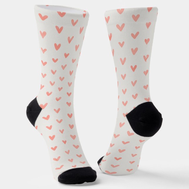 Pink Heart Pattern Socks (Angled)
