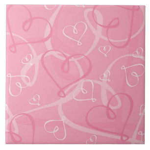 Pink heart pattern tile
