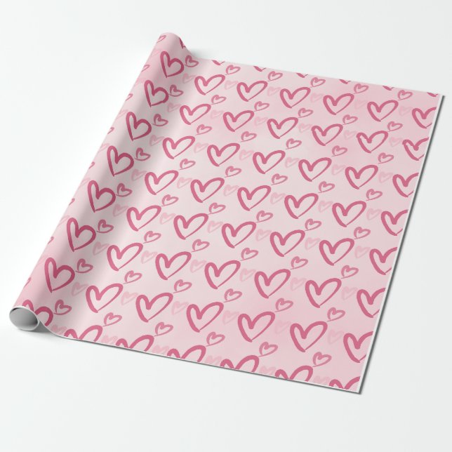 Pink Heart Pattern - Valentine's day Wrapping Paper (Unrolled)