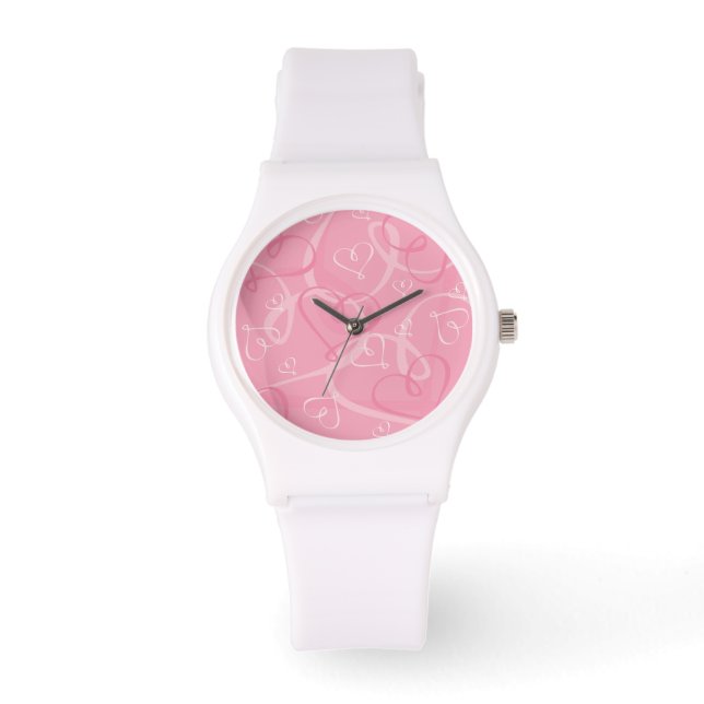 Pink heart pattern watch (Front)