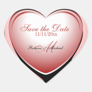 Pink Heart Pendant Save the Date Sticker