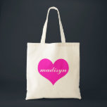 Pink Heart Personalised Budget Tote<br><div class="desc">Sweet and Personalised Totes.</div>