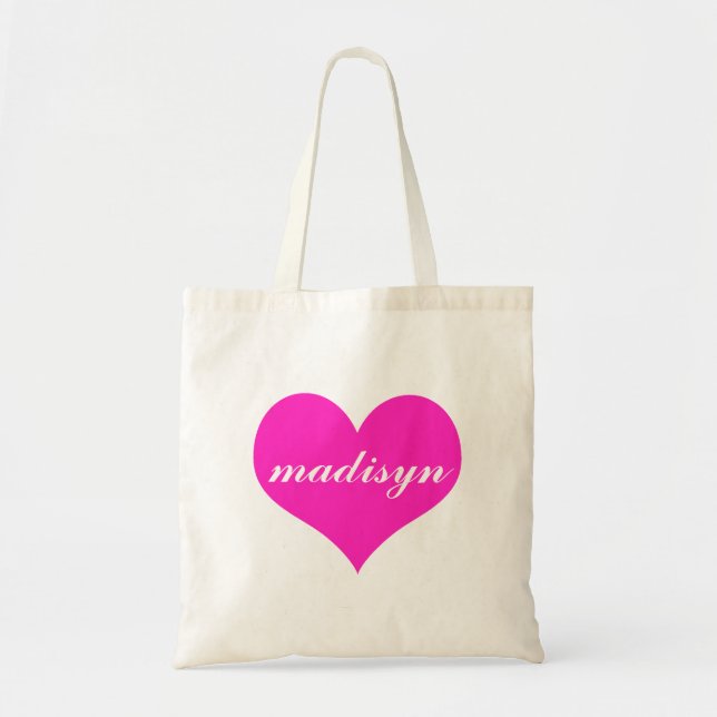 Pink Heart Personalised Budget Tote (Front)