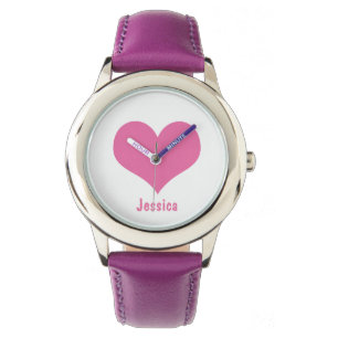 Pink Heart - Personalised Kid`s Name Watch