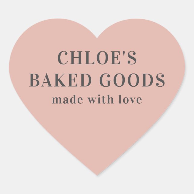 Pink Heart Personalised Made With Love Sticker (Front)