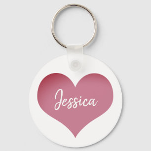 Pink Heart Personalized Name Keychain