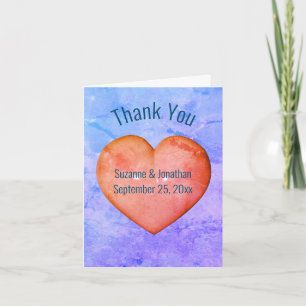 Pink Heart Personalized Wedding  Thank You Card