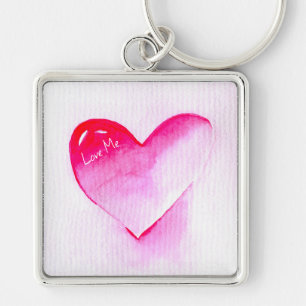 Pink heart pop art valentine key ring