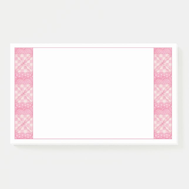 PINK HEART QUILT 10x6 Post It Notepad (Front)