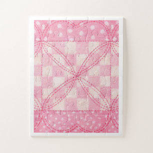 PINK HEART QUILT 11x14 Big Pieces Puzzle 