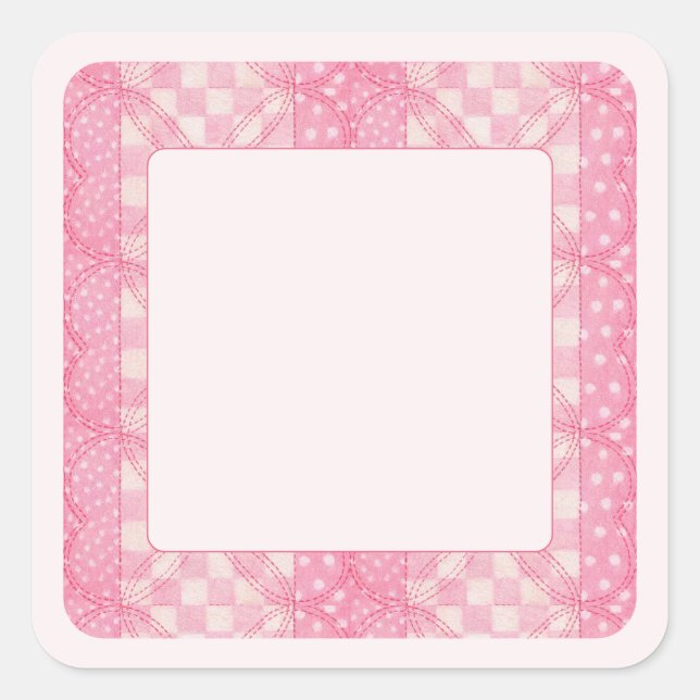 PINK HEART QUILT 1.5" Square Matte Stickers / Pink (Front)
