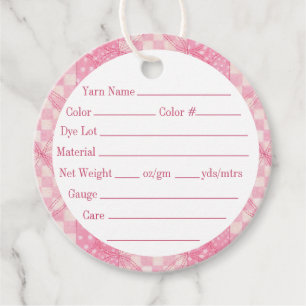PINK HEART QUILT 2" Round Yarn Tags