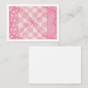 PINK HEART QUILT 3.5x2.5 Flat Card / Horizontal