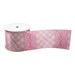 PINK HEART QUILT 3" Wide Satin Ribbon