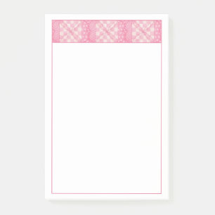 PINK HEART QUILT 4x6 Post It Notepad