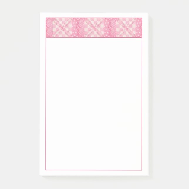 PINK HEART QUILT 4x6 Post It Notepad (Front)