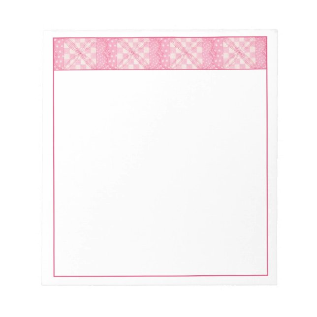 PINK HEART QUILT 5.5"X6" Notepad (Front)