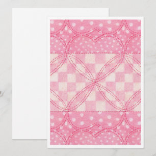 PINK HEART QUILT 5.5x7.5 Flat Card / Vertical