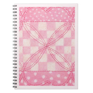 PINK HEART QUILT 6.5x8.75 Spiral Notebook / Pink