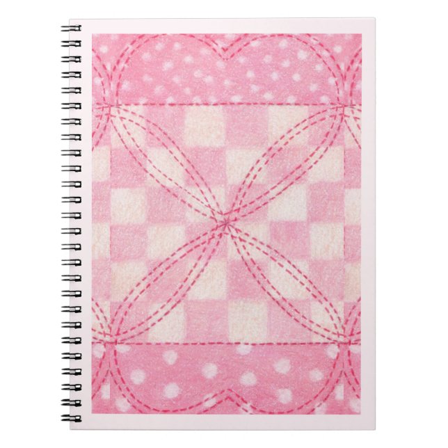 PINK HEART QUILT 6.5x8.75 Spiral Notebook / Pink (Front)