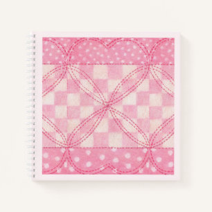 PINK HEART QUILT 8.5x8.5 Spiral Notebook / Pink
