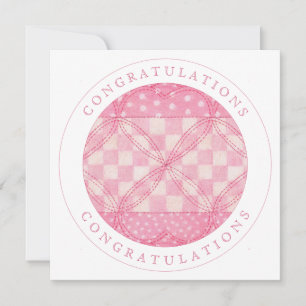 PINK HEART QUILT "Congratulations" Flat Card