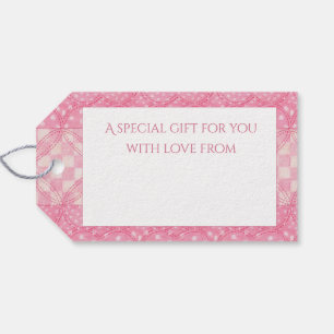 PINK HEART QUILT Gift Tags / White