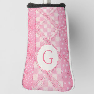 PINK HEART QUILT Golf Putter Cover + Initial
