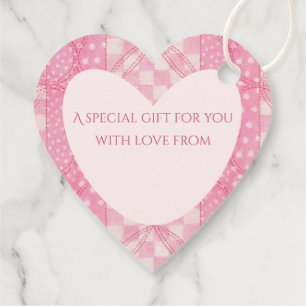 PINK HEART QUILT Heart Gift Tags / Pink
