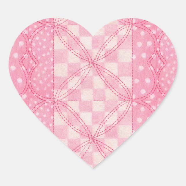 PINK HEART QUILT Heart Stickers (Front)