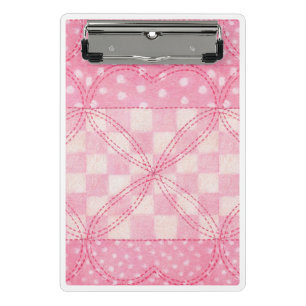 PINK HEART QUILT Mini Clipboard 