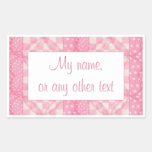 PINK HEART QUILT Rectangle Matte Stickers  (Front)