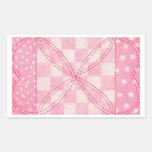 PINK HEART QUILT Rectangle Stickers