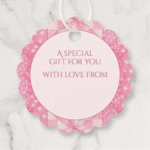 PINK HEART QUILT Scalloped Gift Tags / Pink