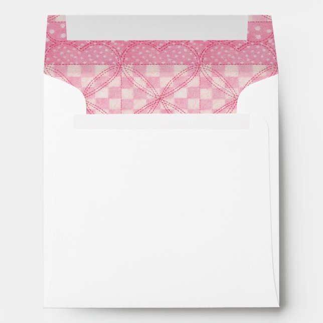 PINK HEART QUILT Square Envelopes  (Back (Bottom))