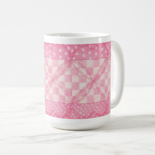 PINK HEART QUILT Tall White Mug