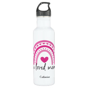 Pink Heart Rainbow One Loved Mama 710 Ml Water Bottle