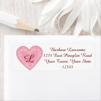 Pink Heart Return Address Labels