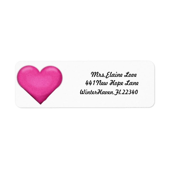 Pink Heart Return address Lables Label (Front)