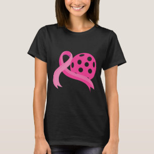 Pink Heart Ribbon Pickleball Breast Cancer Awarene T-Shirt