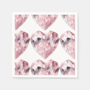 Pink Heart Rose Quartz Love Crystal Party Napkin