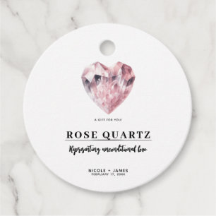 Pink Heart Rose Quartz Love Crystal Wedding Favour Tags