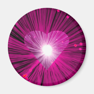 Pink Heart round fridge magnet